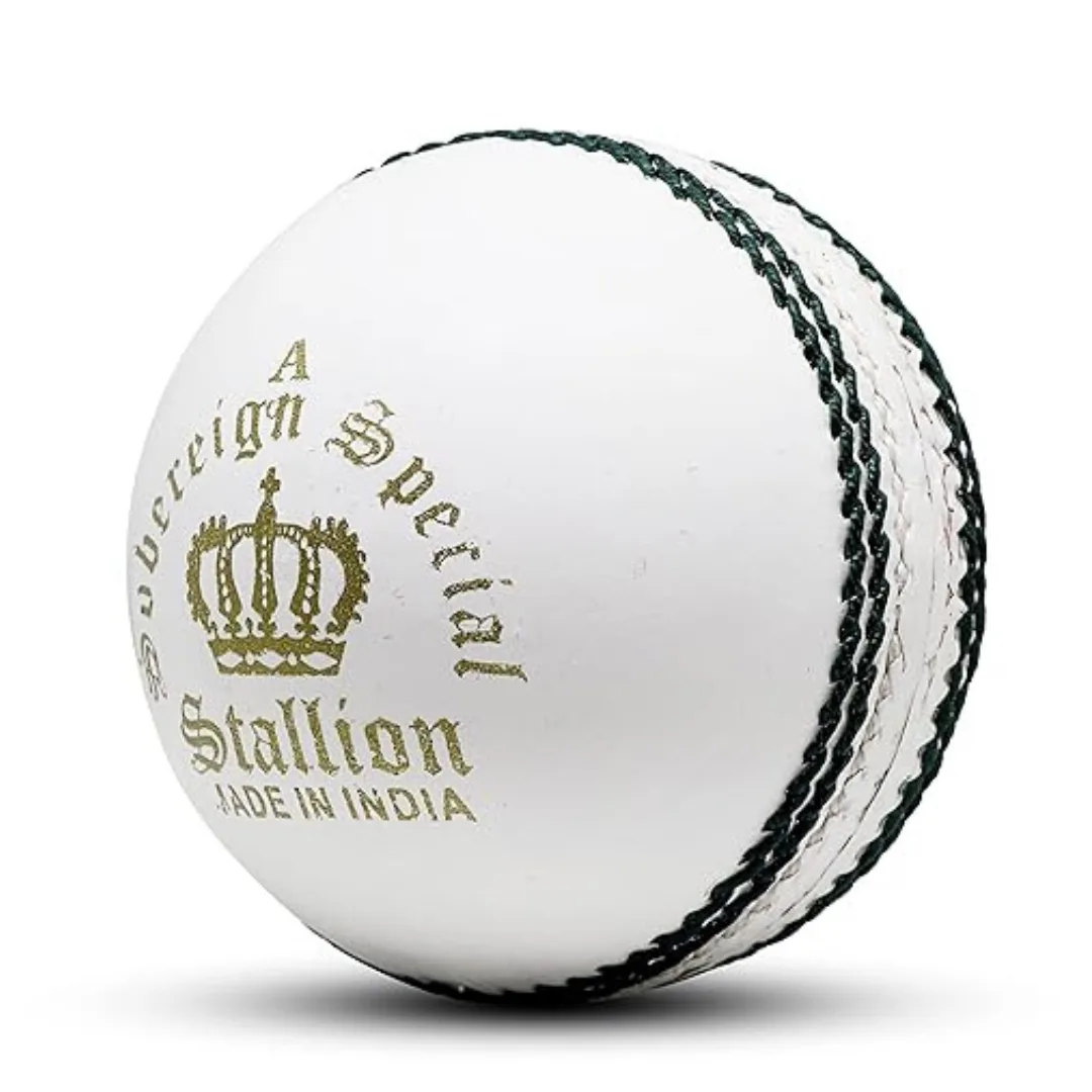 Heega Stallion Premium Quality Conventional Cricket Leather Ball (White)