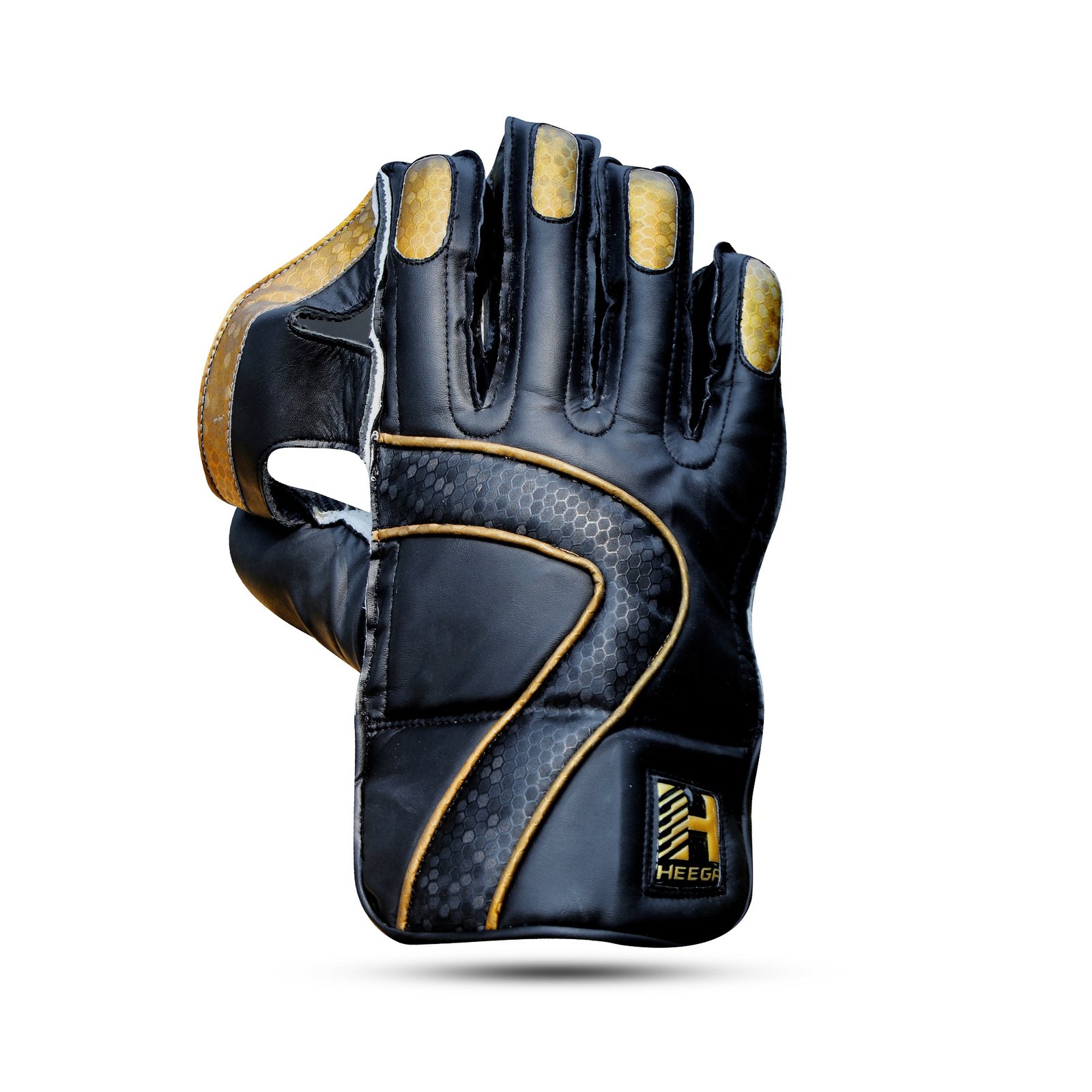 Heega Limited Edition Cricket Wicket Keeping Gloves | (Black and Gold)