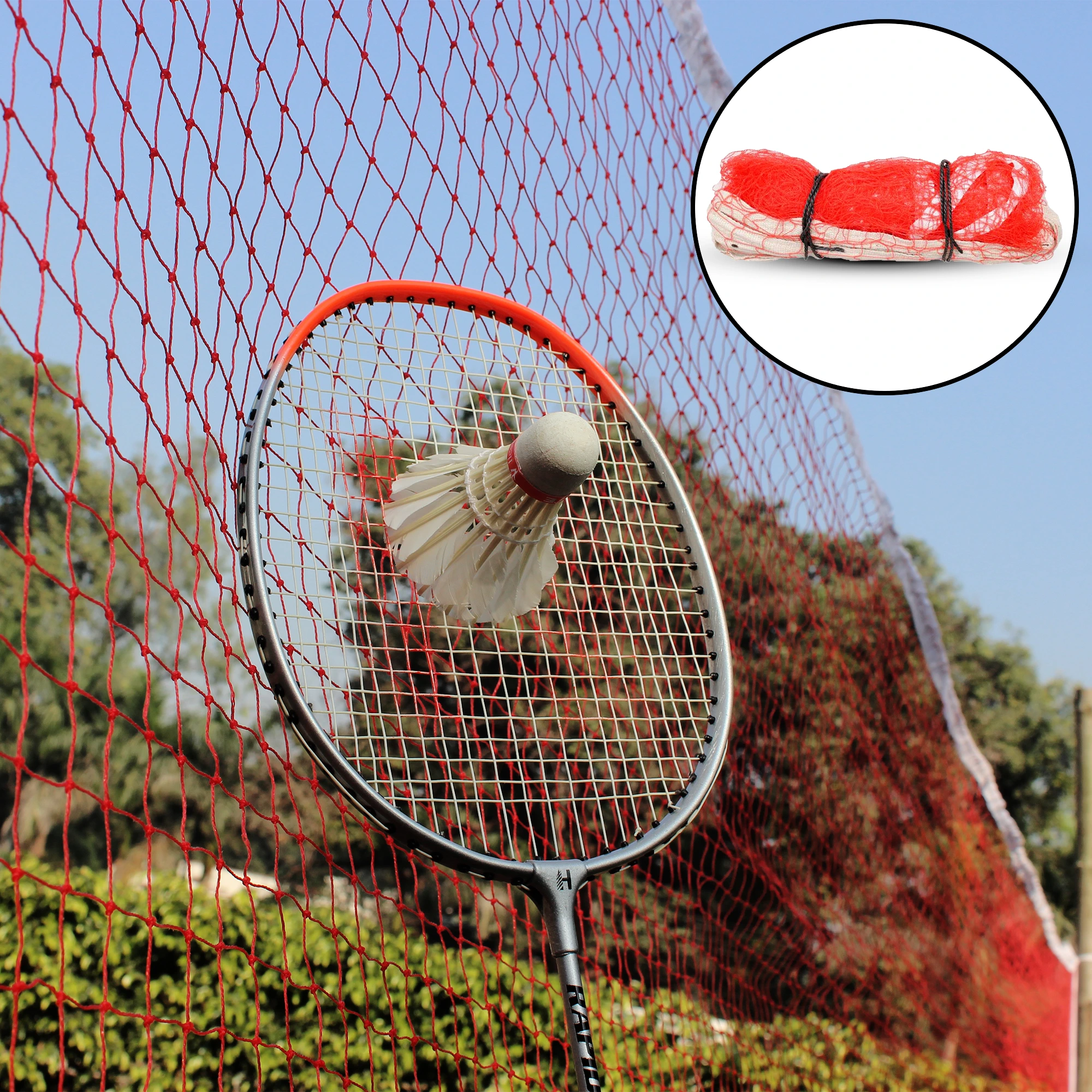 Heega Nylon Badminton Net | Practice Net | Court Net 20x2.5 ft (Red)